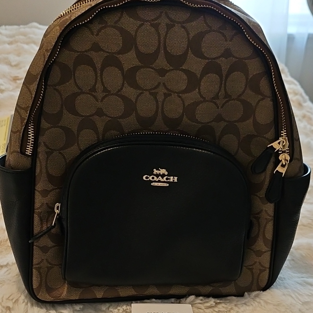 Coach Signature Brown and Black Backpack